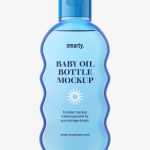 Free baby oil bottle mockup / blue
