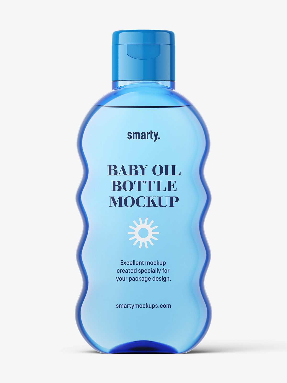 Free baby oil bottle mockup / blue