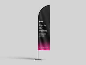 Free banner flag mockup