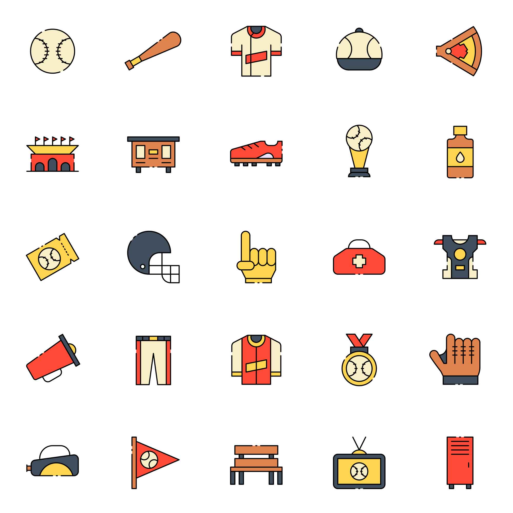 Free Baseball Vector Icons (AI)