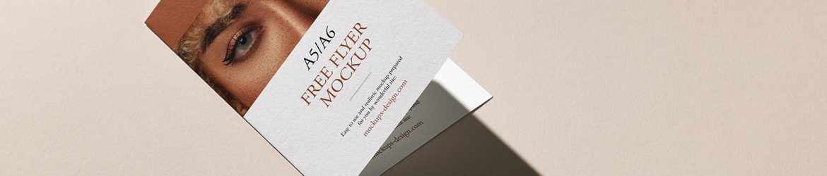 Free bi fold flyer with strong shadow mockup