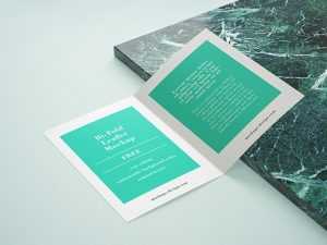 Free bi-fold leaflet mockup