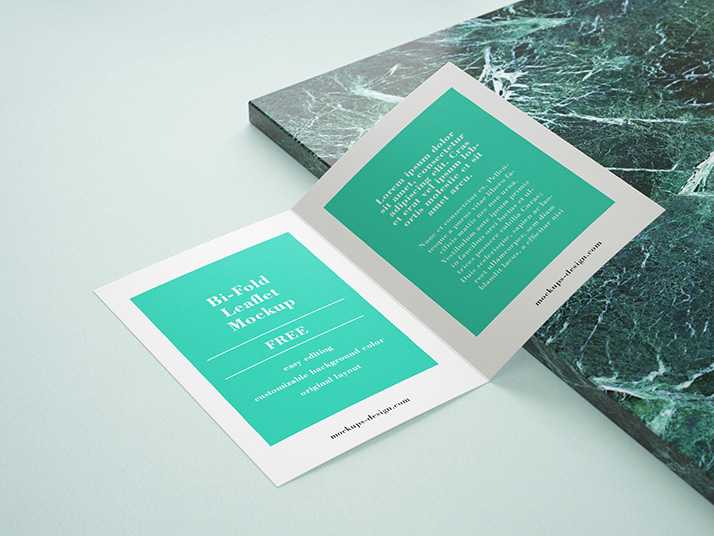 Free bi-fold leaflet mockup