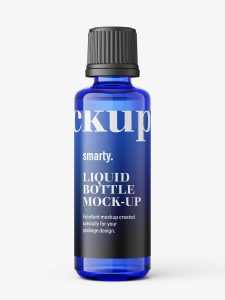 Free blue essential oil bottle mockup / 50ml
