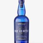 Free blue gin bottle mockup