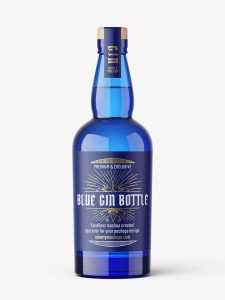 Free blue gin bottle mockup
