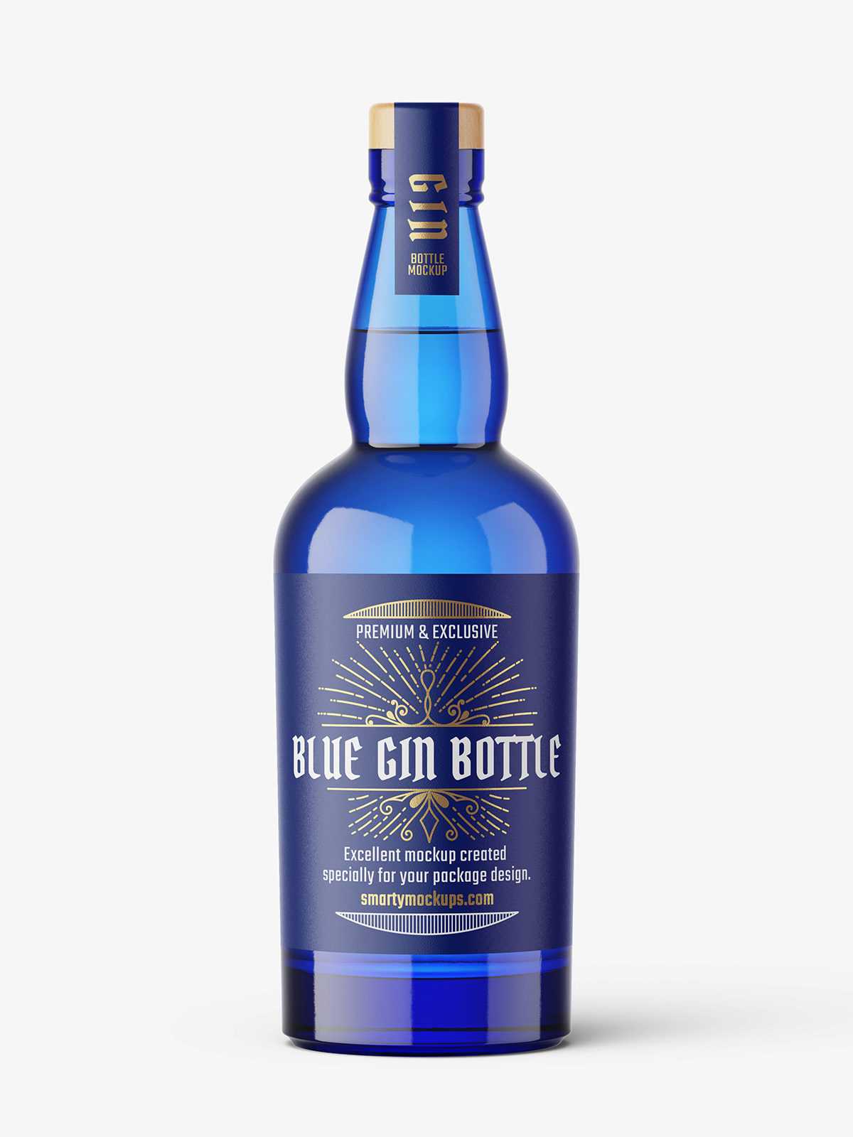 Free blue gin bottle mockup