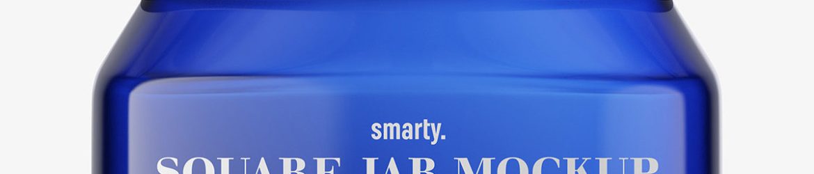 Free blue square base jar mockup / 6oz