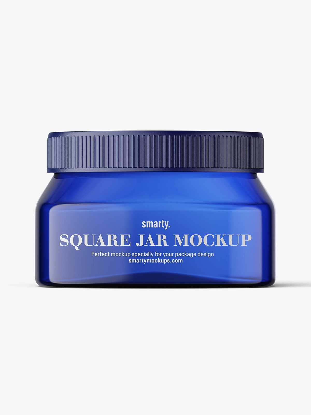 Free blue square base jar mockup / 6oz
