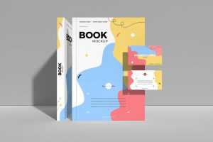 Free Book with Business Card Mockup (PSD)