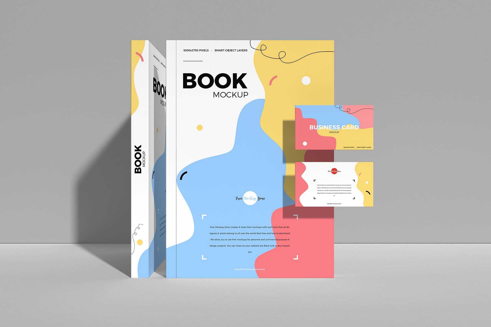 Free Book with Business Card Mockup (PSD)