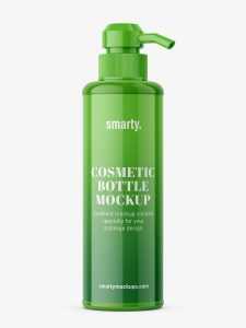 Free bottle with pump mockup / glossy