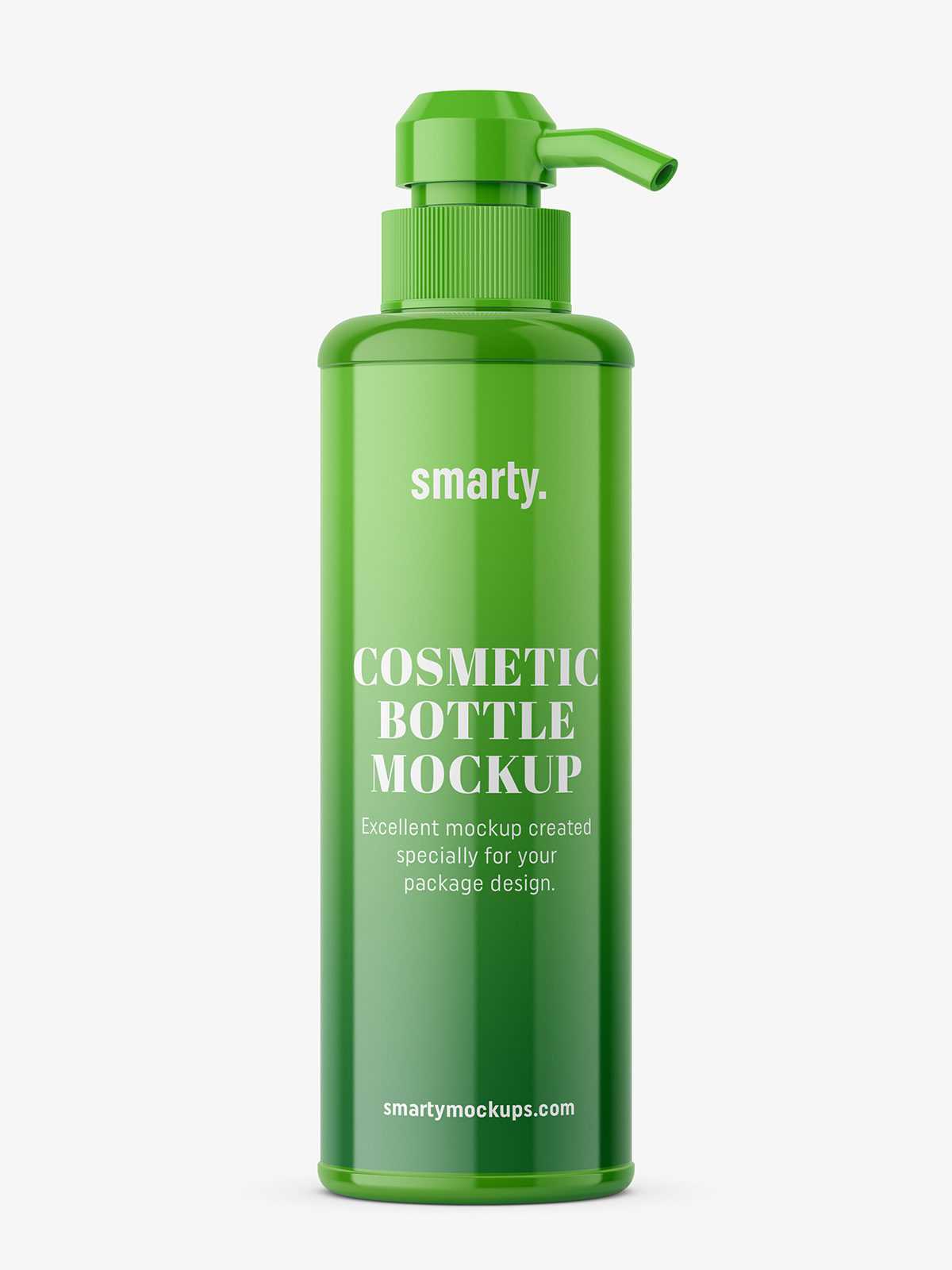 Free bottle with pump mockup / glossy