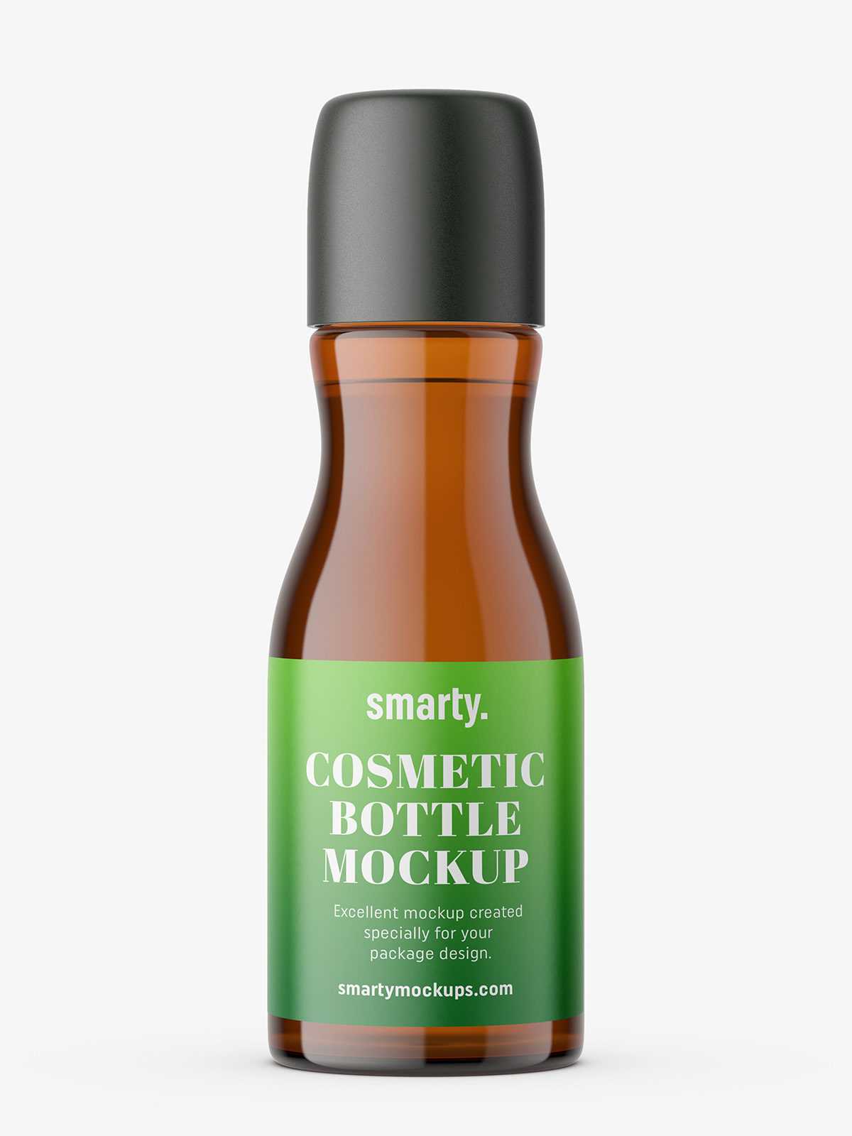 Free brown glass cosmetic bottle mockup
