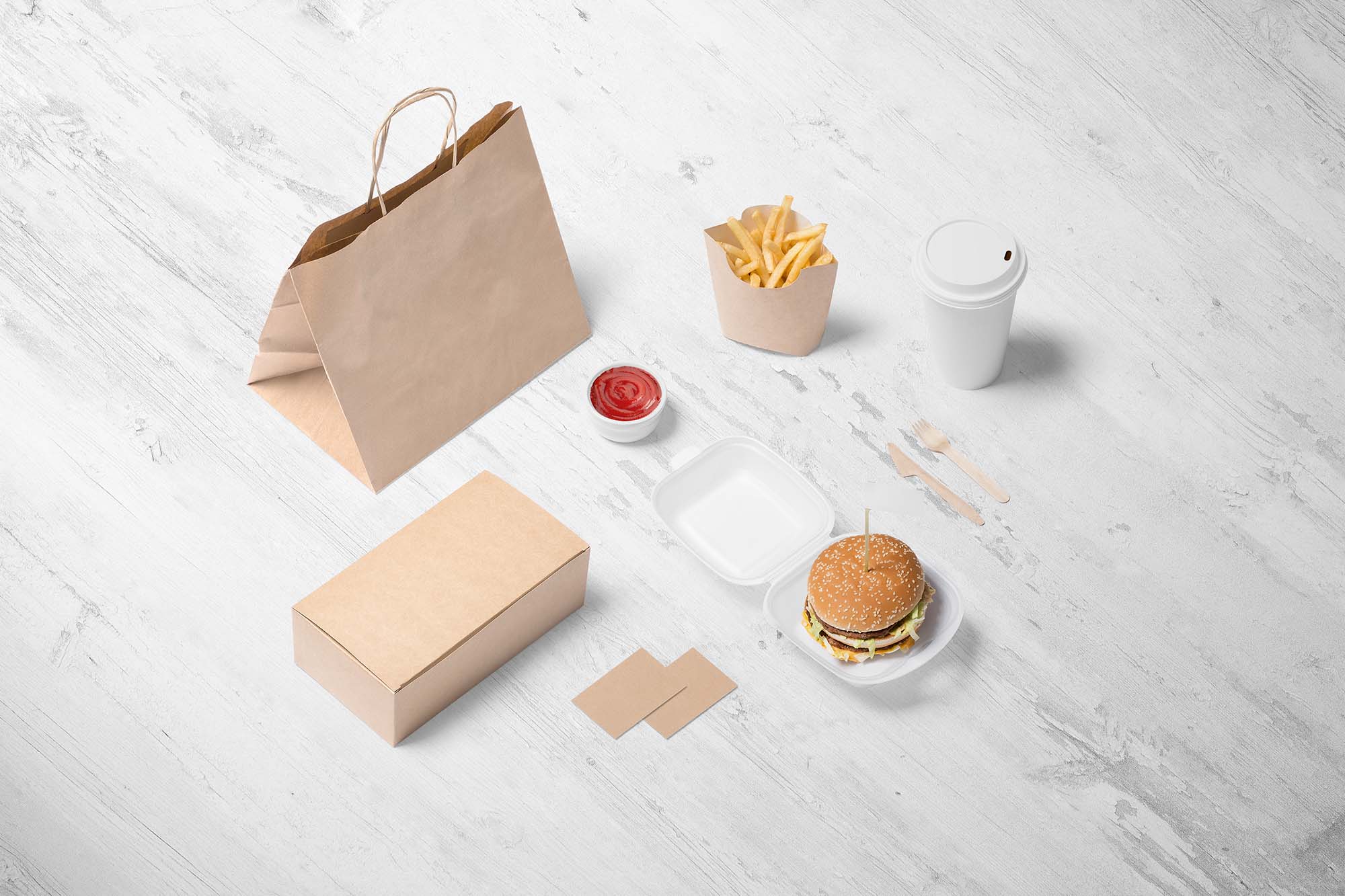 Free Burger Store Branding Mockup (PSD)