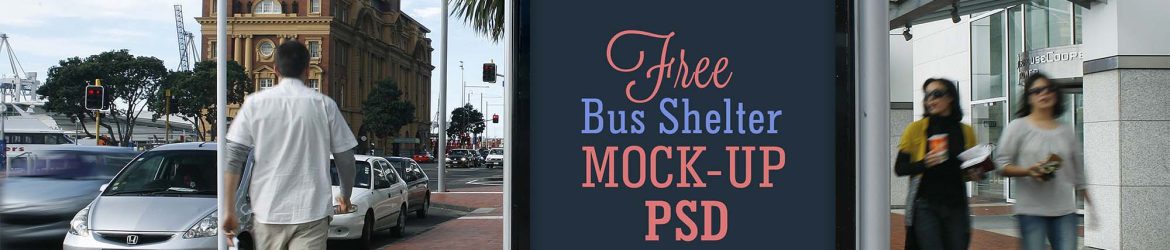 Free Bus Shelter Advertising Mockup (PSD)