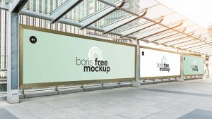 Free Bus Stop Advertising Poster Mockup (PSD)