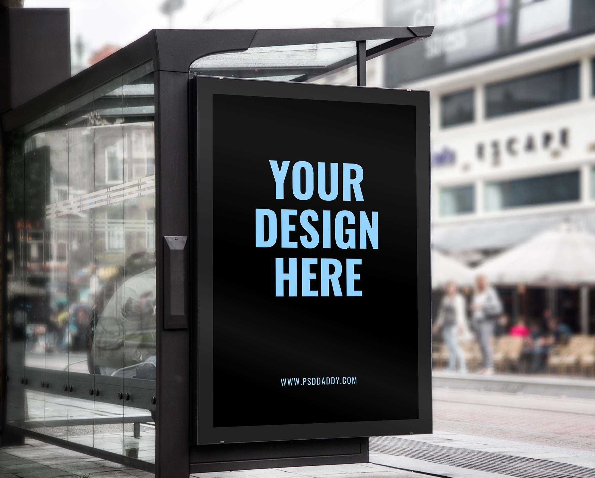 Free Bus Stop Branding Mockup (PSD)