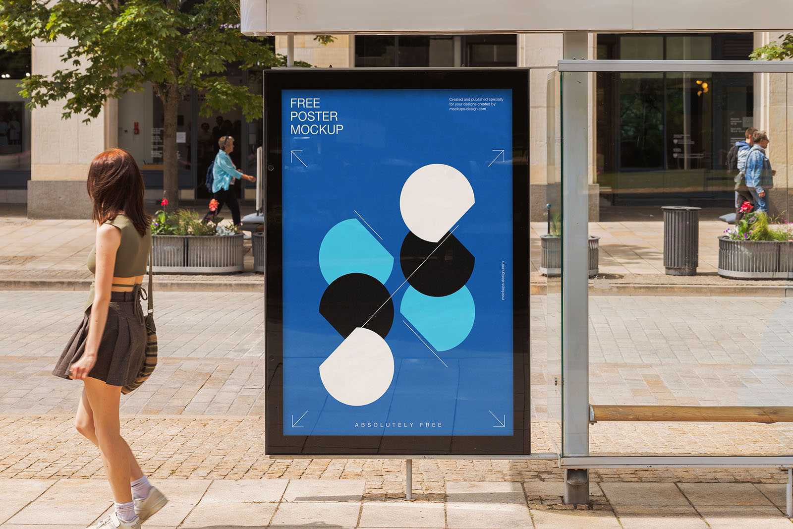 Free bus stop citylight mockup
