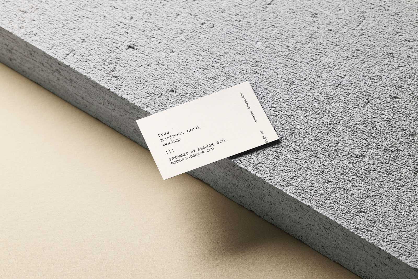 Free business card on a concrete block mockup - Instant Download