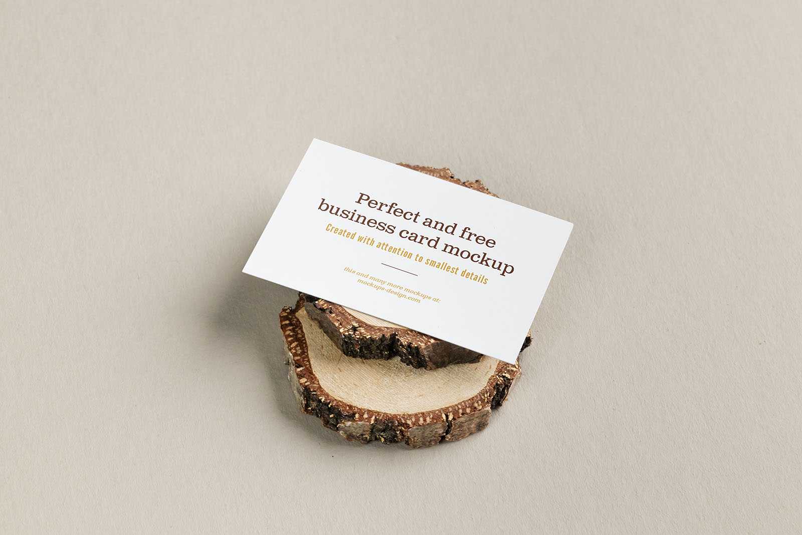 Free business card on wooden trunks mockup - Instant Download