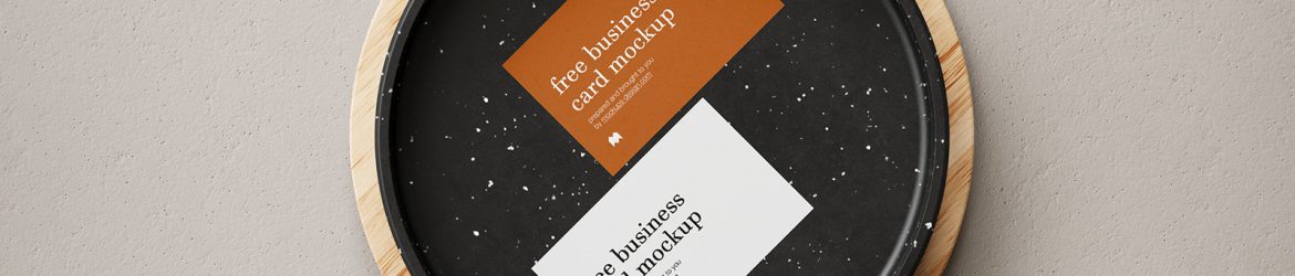 Free business cards on ceramic plate mockup - Instant download