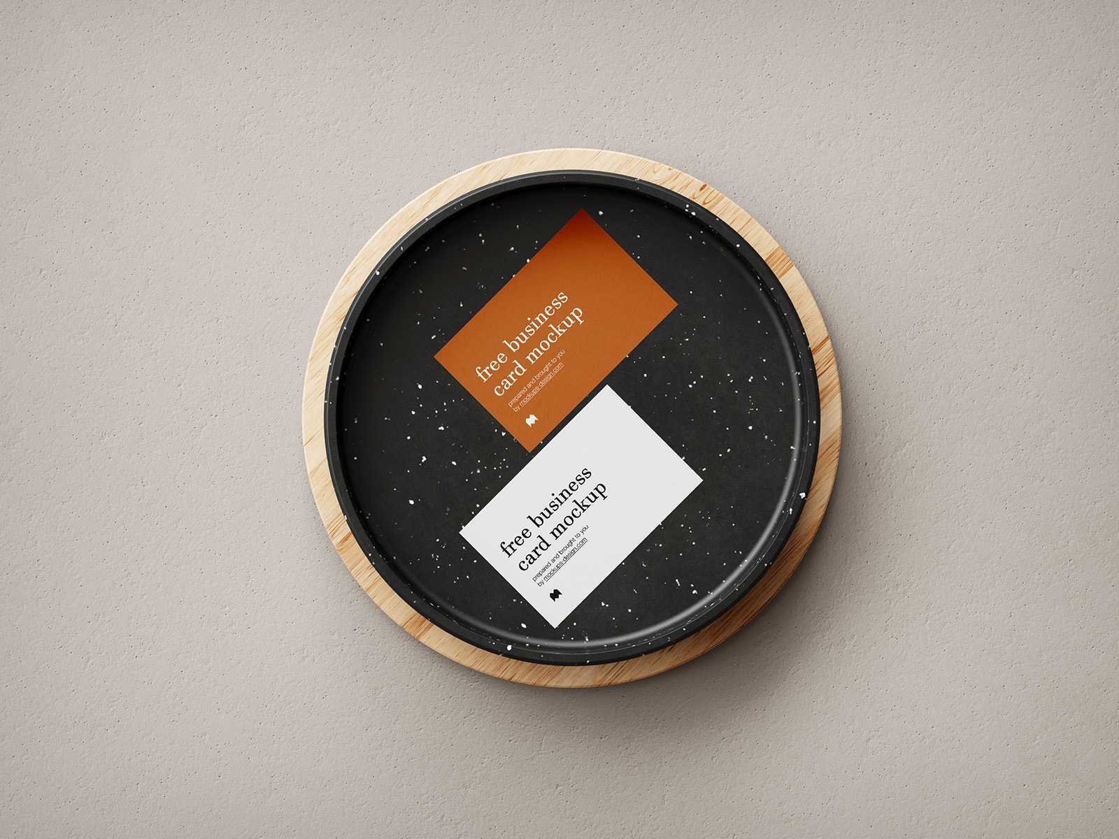 Free business cards on ceramic plate mockup - Instant download