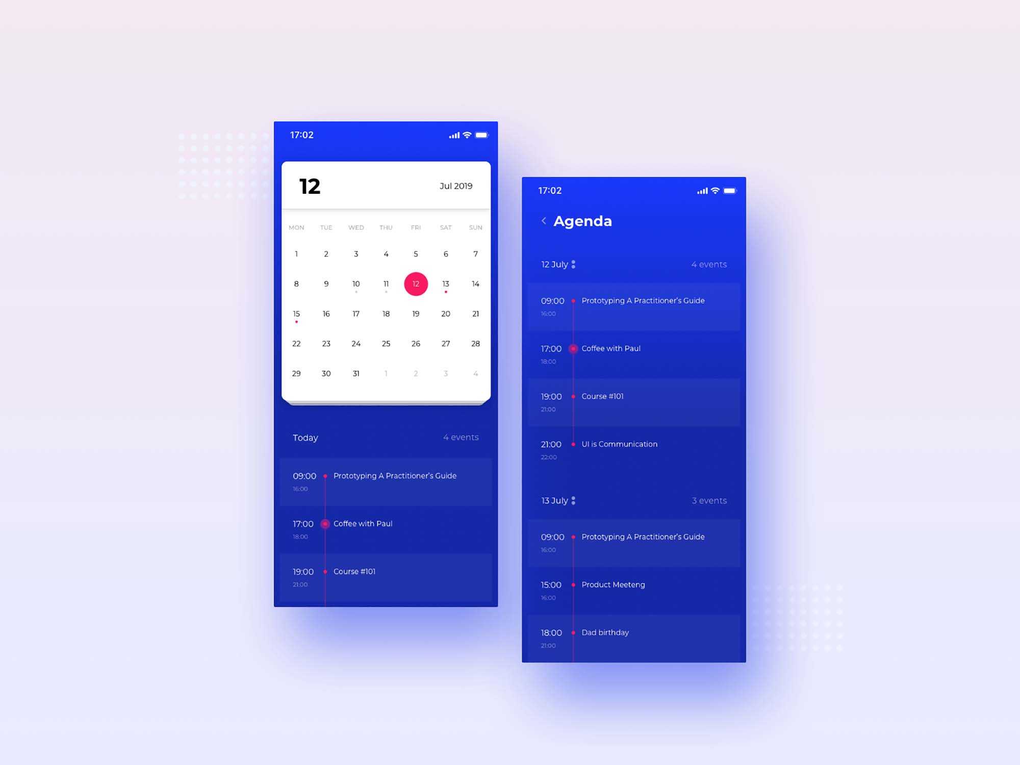 Free Calendar UI Template (Sketch)