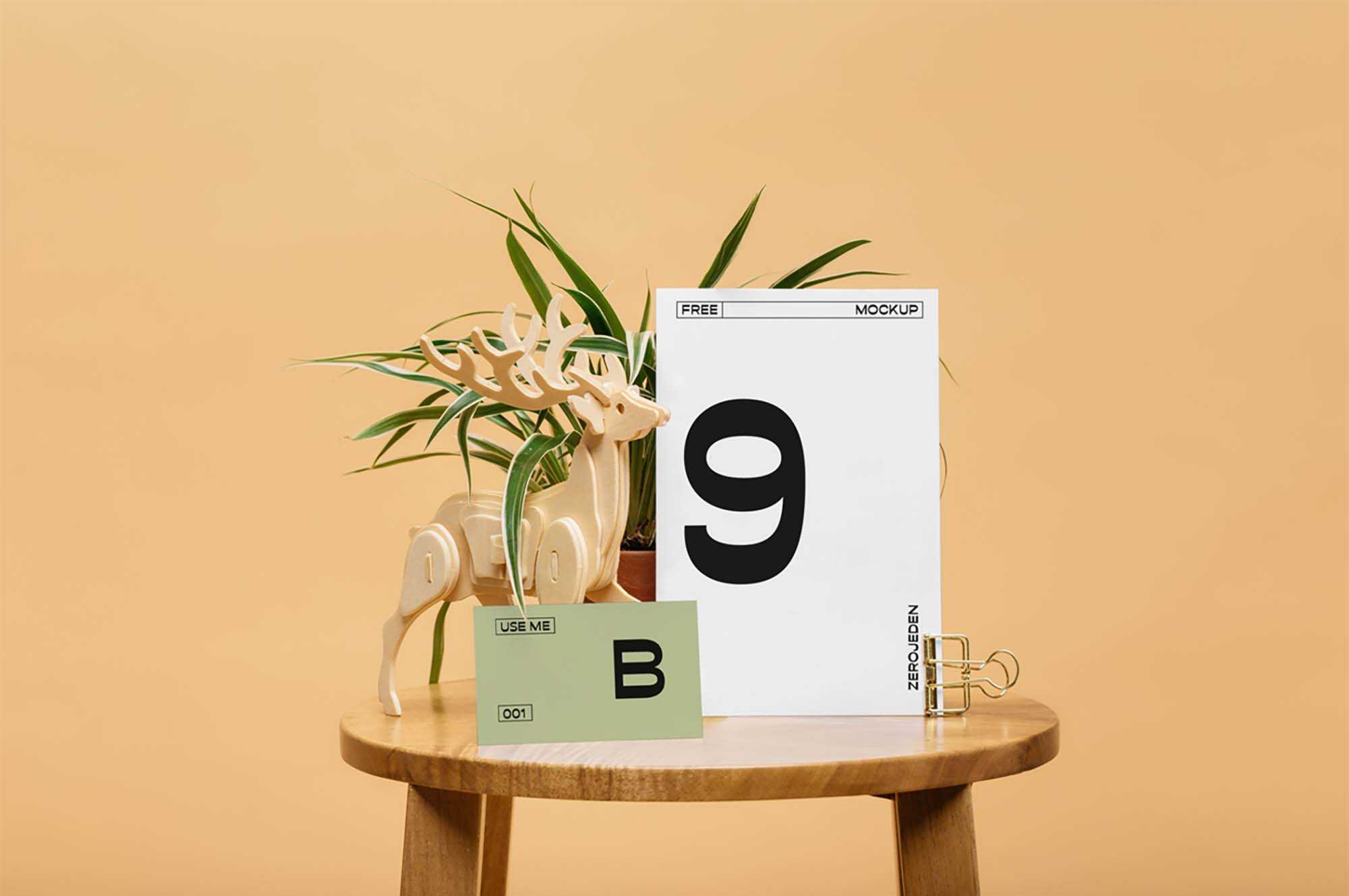 Free Cards on Table Mockup (PSD)