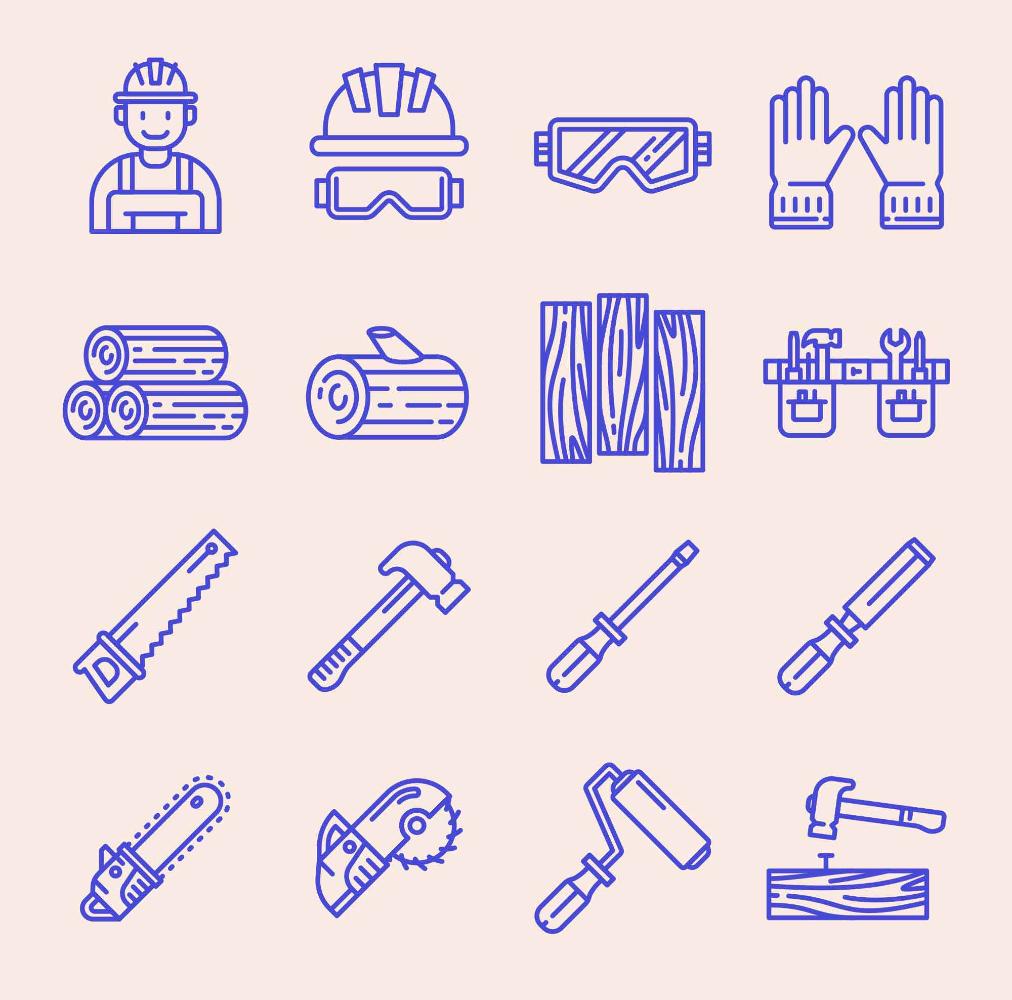 Free Carpenter Vector Icons (AI)
