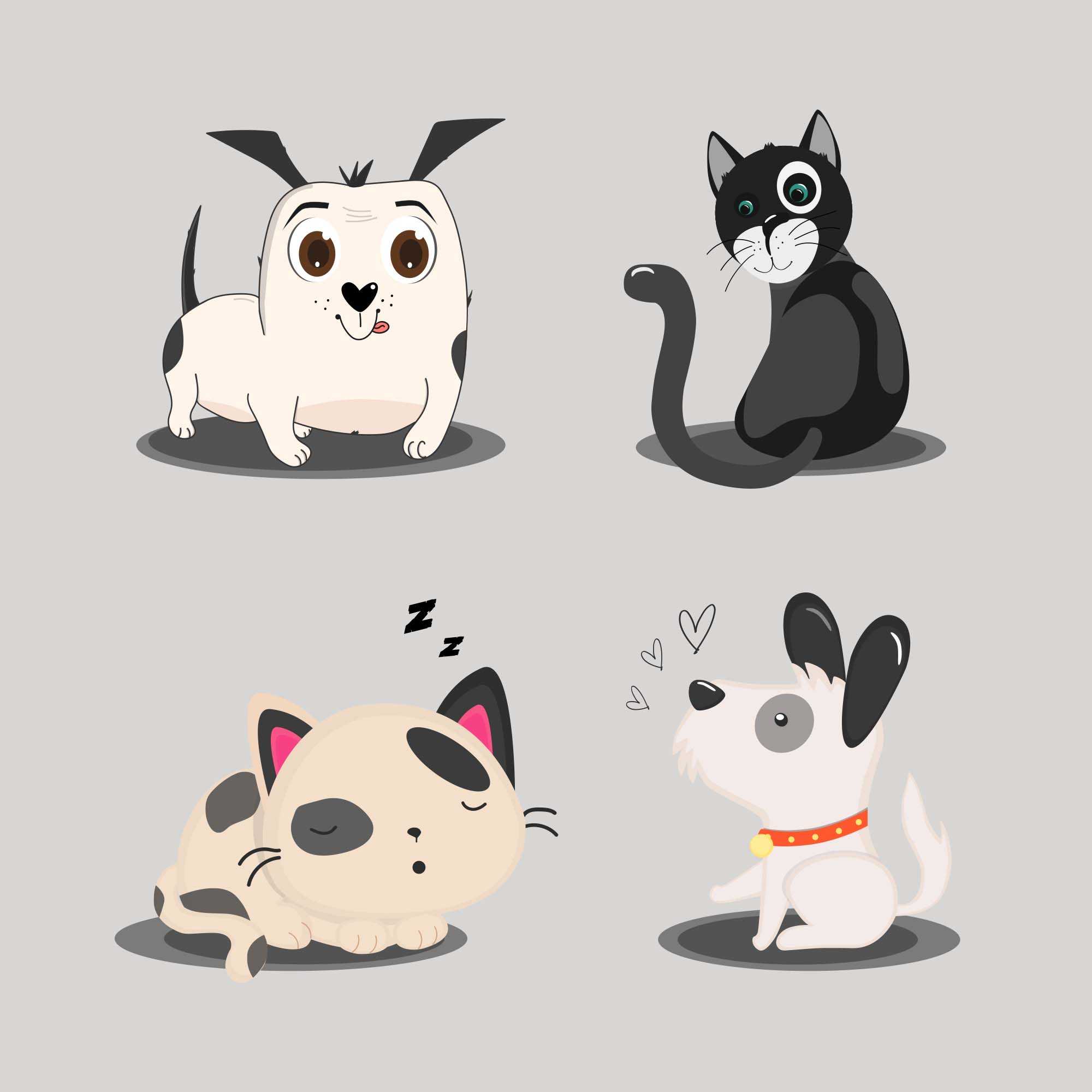 Free Cats and Dogs Vector Illustrations (Ai)