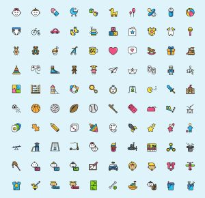 Free Childhood Flat Icons Set (Ai)