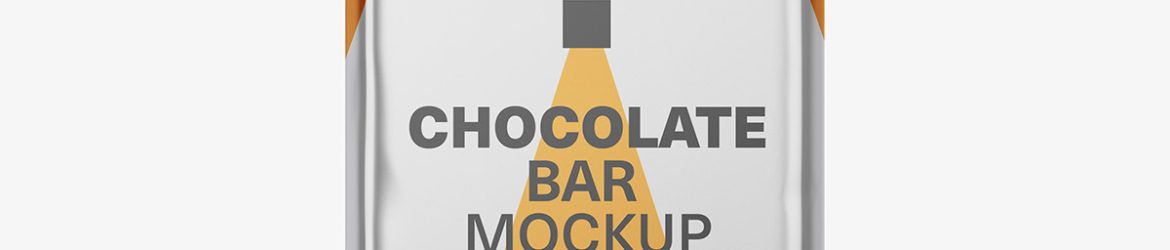 Free chocolate bar mockup / metallic