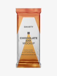 Free chocolate bar mockup / metallic