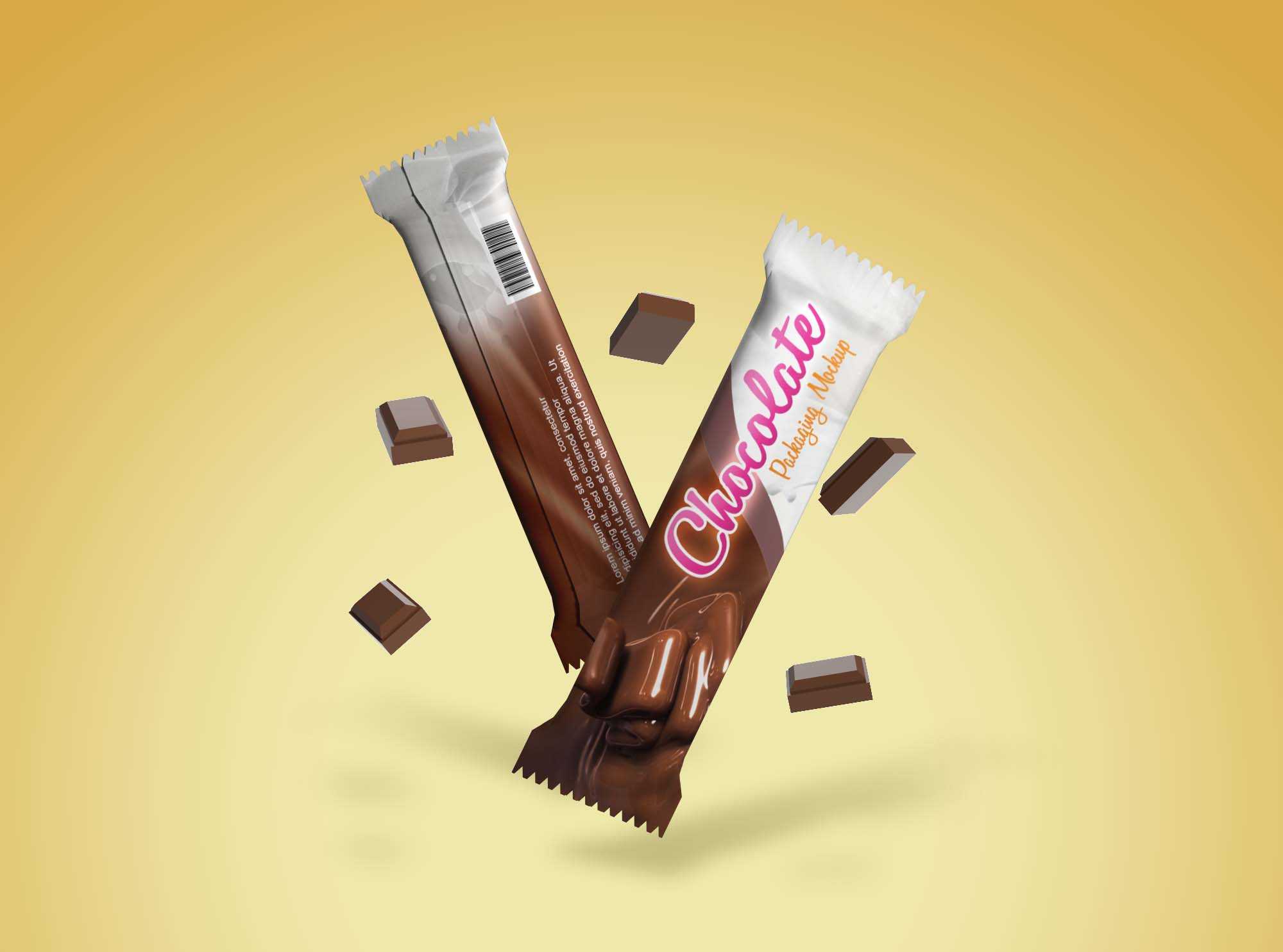 Free Chocolate Bar Packaging Mockup (PSD)