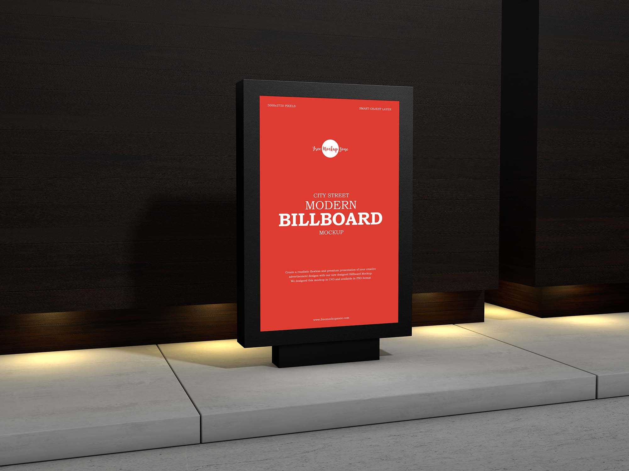 Free City Street Billboard Mockup (PSD)