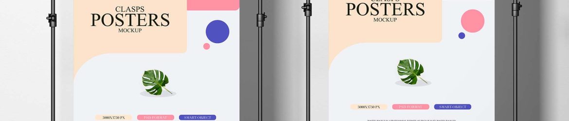Free Clasps Posters Mockup (PSD)