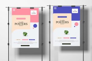 Free Clasps Posters Mockup (PSD)