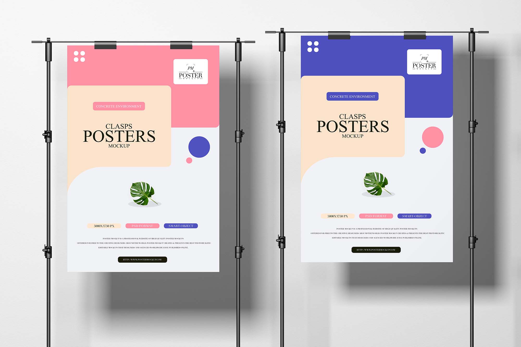 Free Clasps Posters Mockup (PSD)