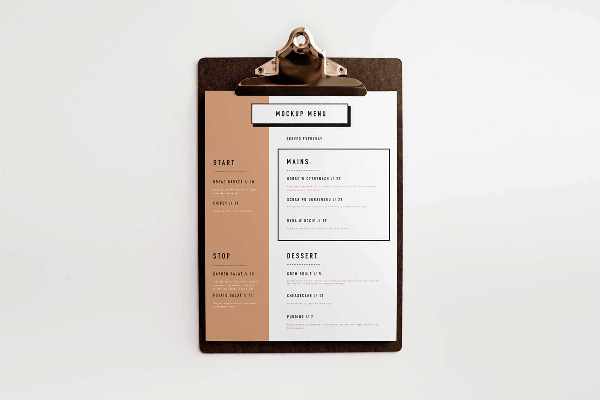 Free Clipboard Menu Mockup (PSD)