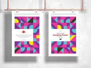 Free Clipped Hanging Poster Mockup (PSD)