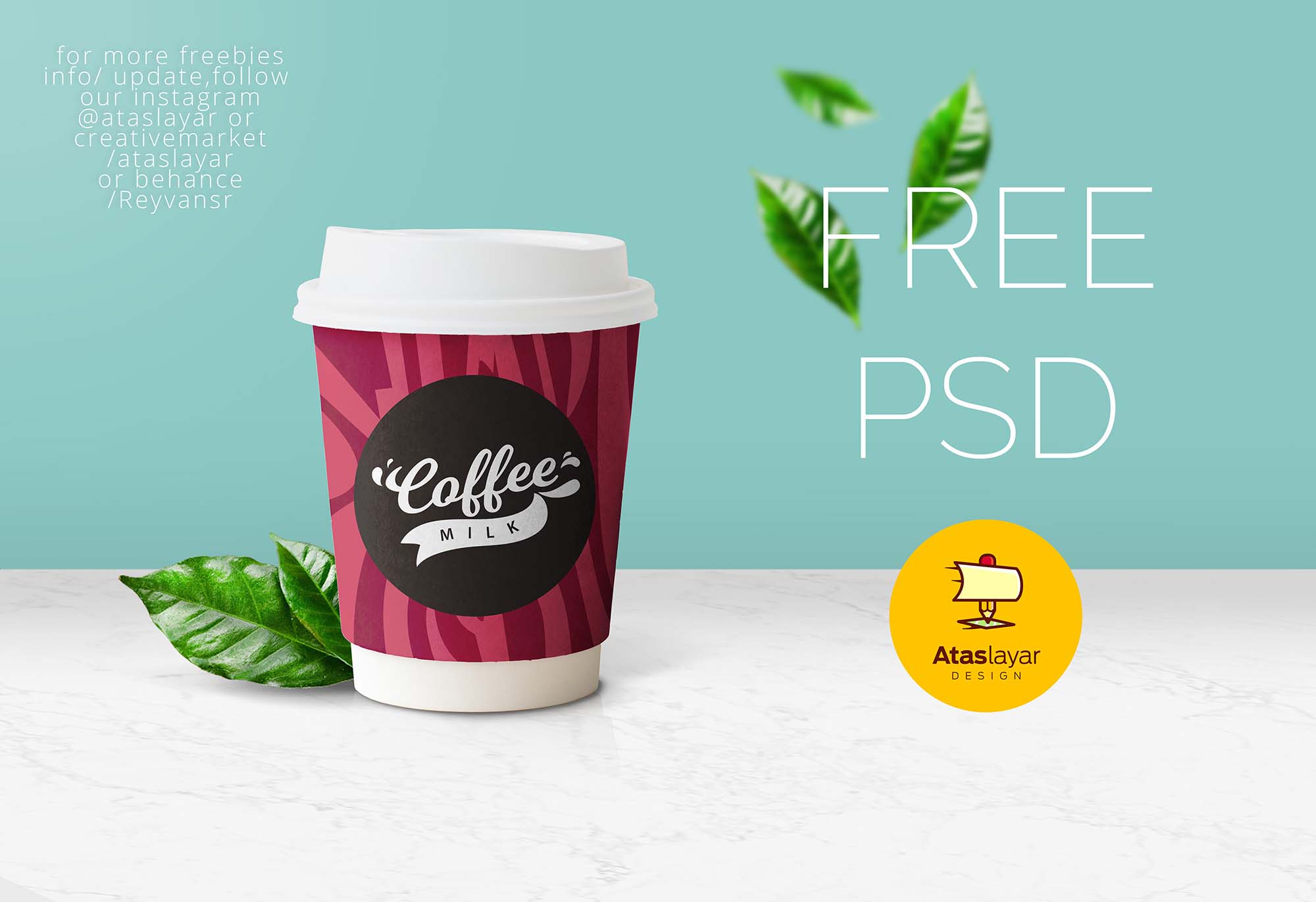 Free Coffee Cup with Sleeve Mockup (PSD)