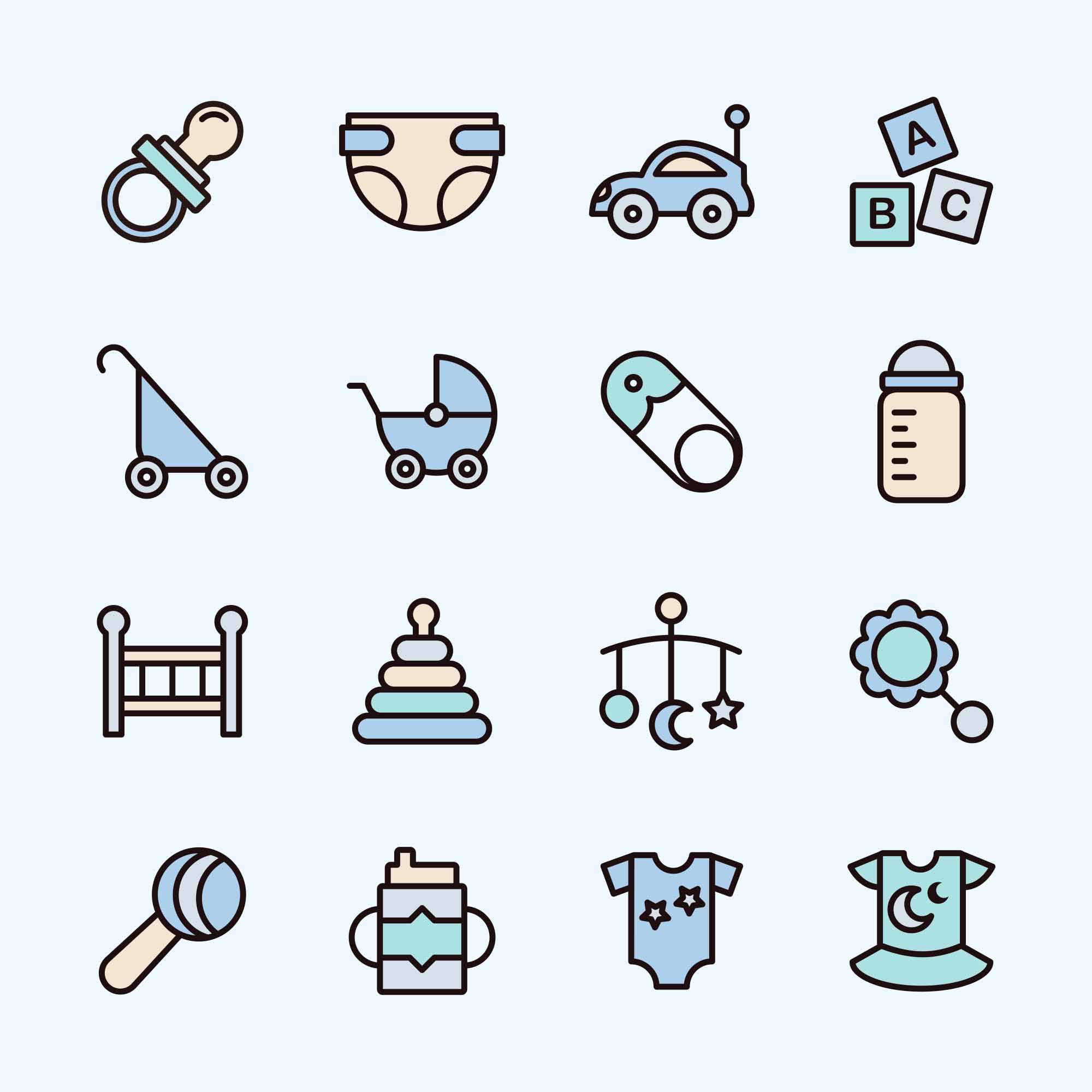 Free Colored Baby Vector Icons (Ai)