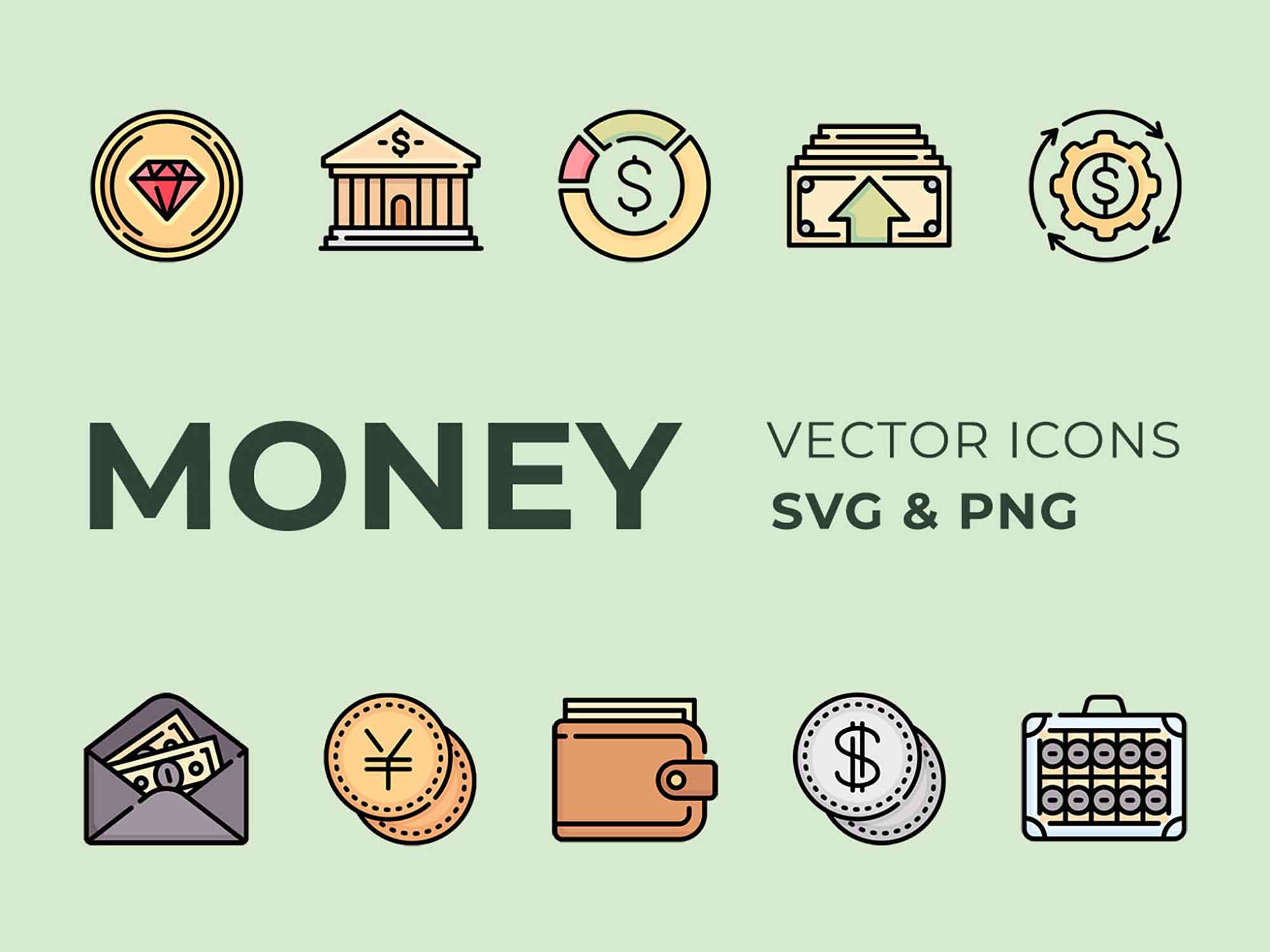 Free Colored Money Vector Icons (PSD)