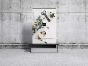 Free Concrete Environment Display Poster Mockup (PSD)