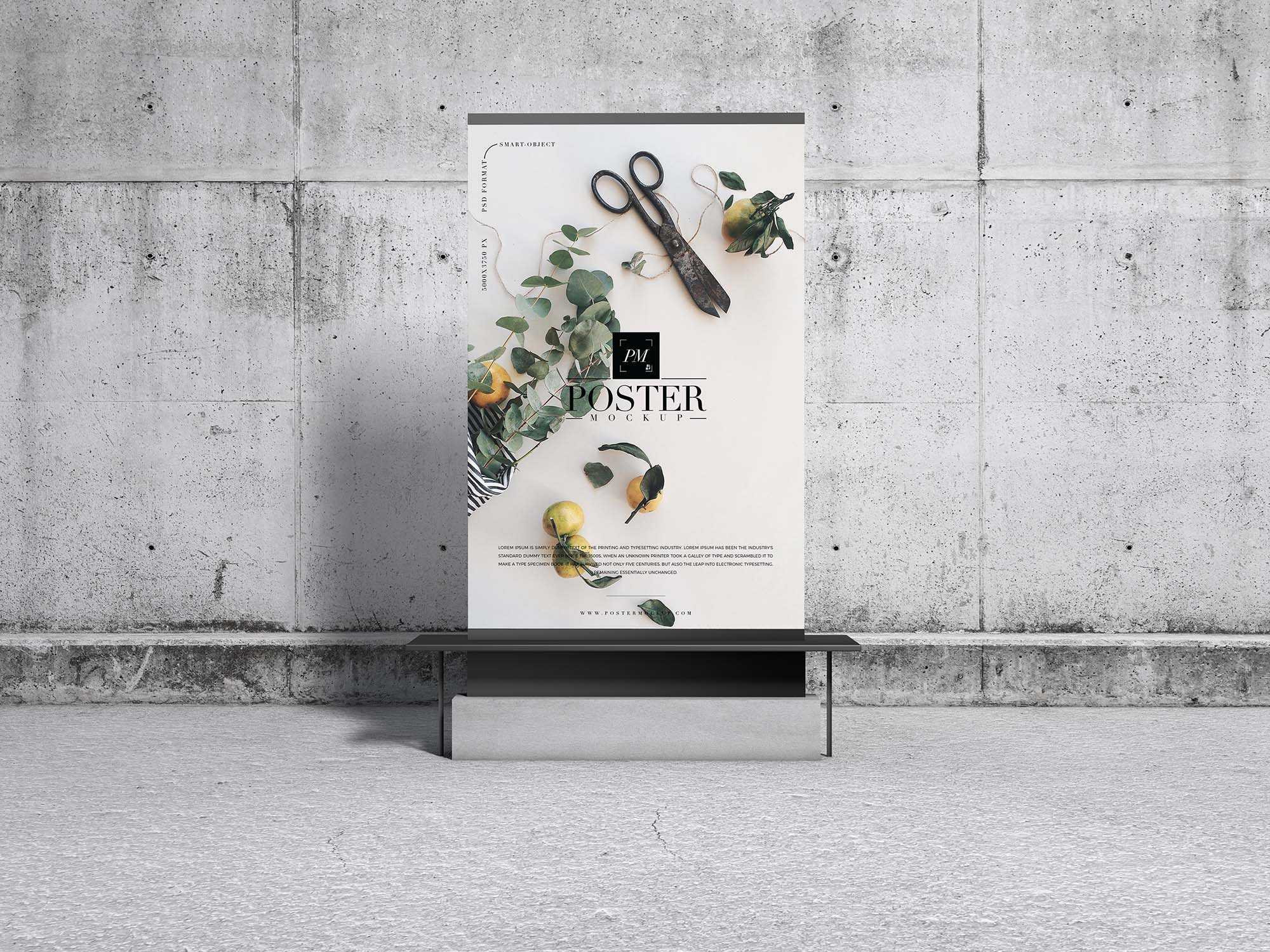 Free Concrete Environment Display Poster Mockup (PSD)