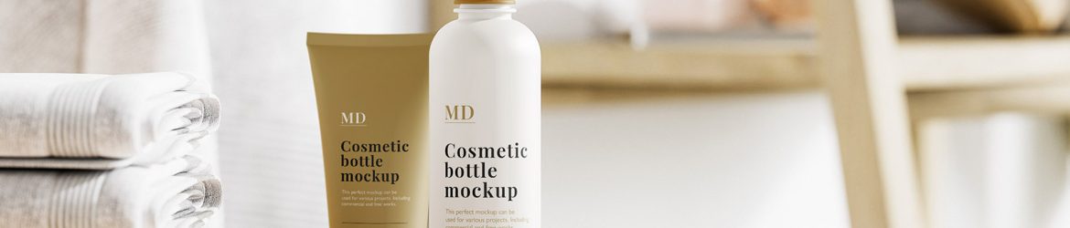 Free cosmetic bottle and tube mockup