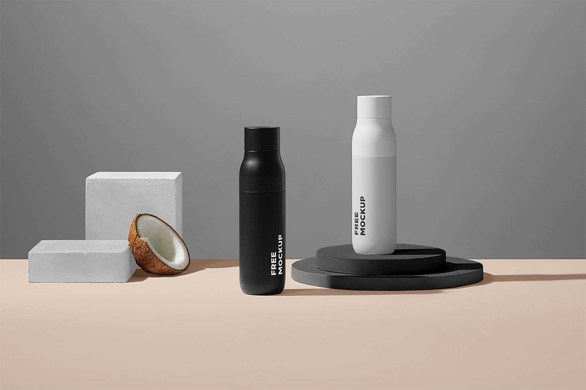 Free Cosmetic Bottle Packages Mockup (PSD)
