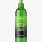 Free cosmetic bottle with mist spray mockup / green