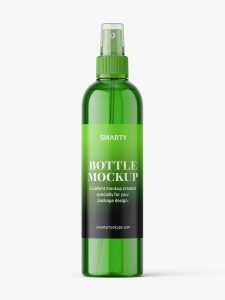 Free cosmetic bottle with mist spray mockup / green